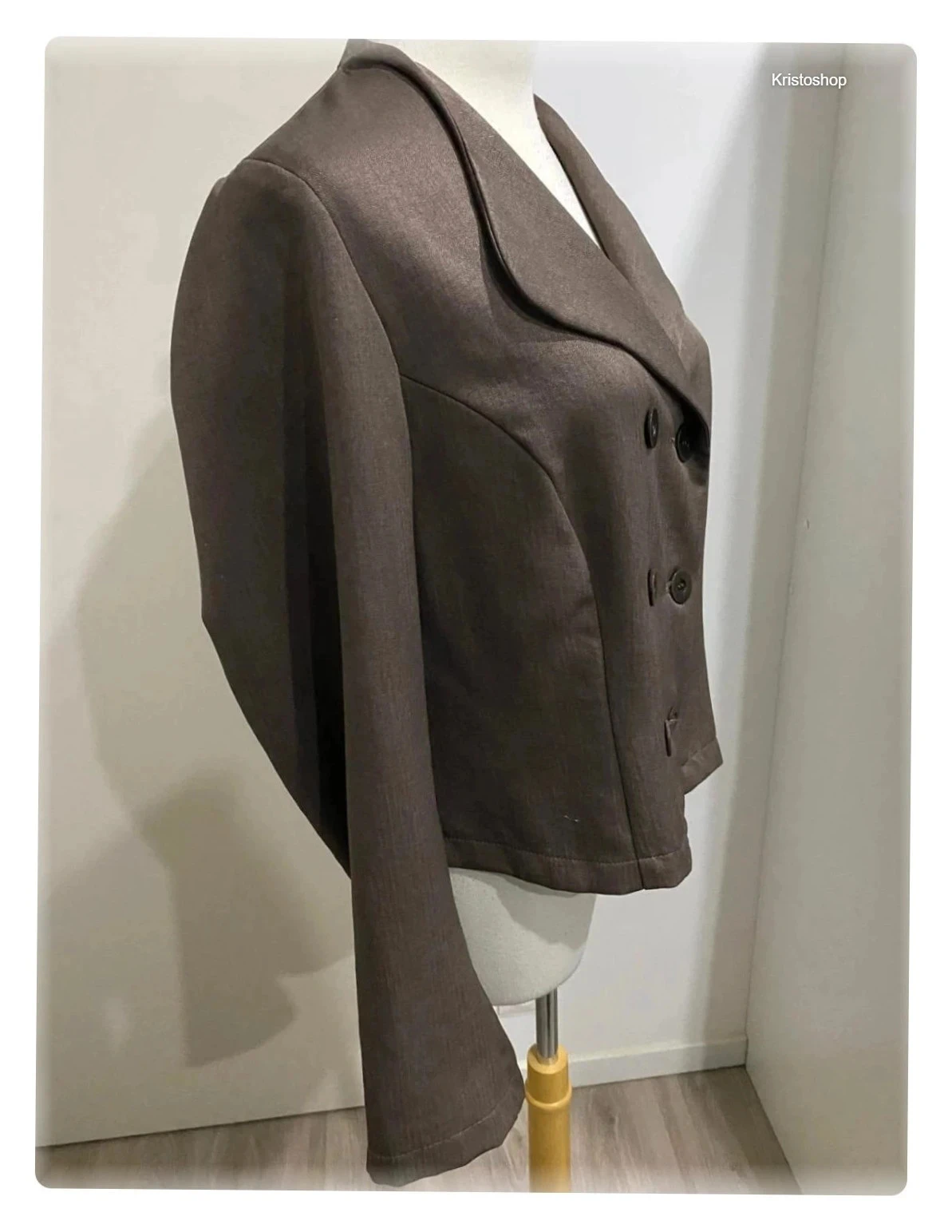 Korte blazer Vintage Claire Delandes bruin lange mouwen Maat 40 – photo 4